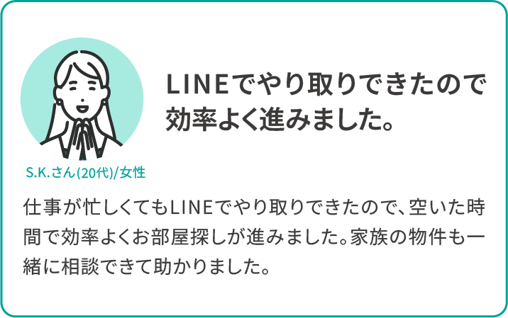 LINEでやり取りできたので効率よく進みました。